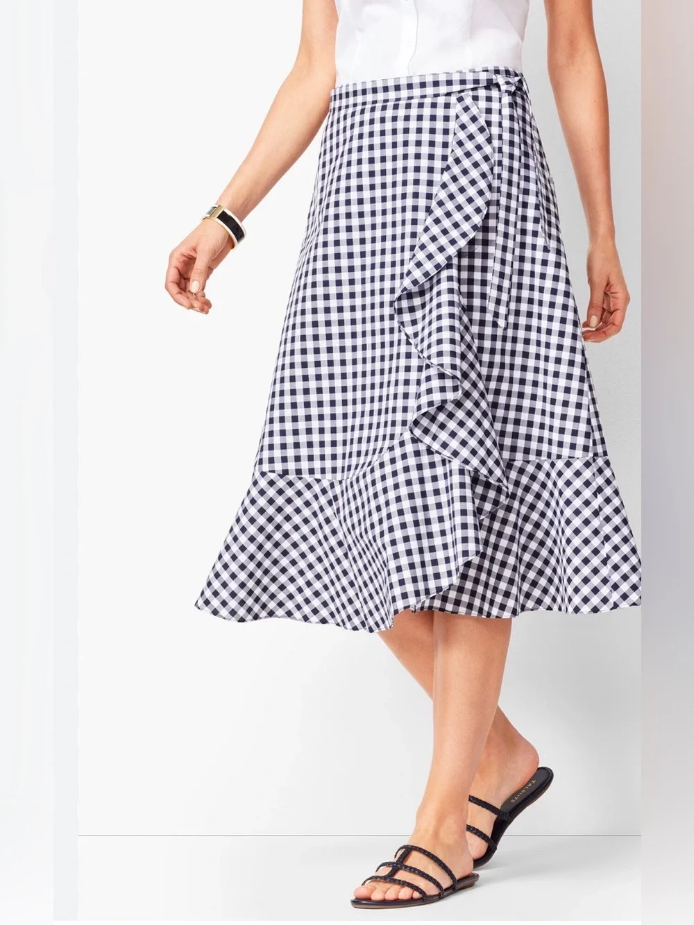 Gingham Tie-Front Midi Skirt | Talbots